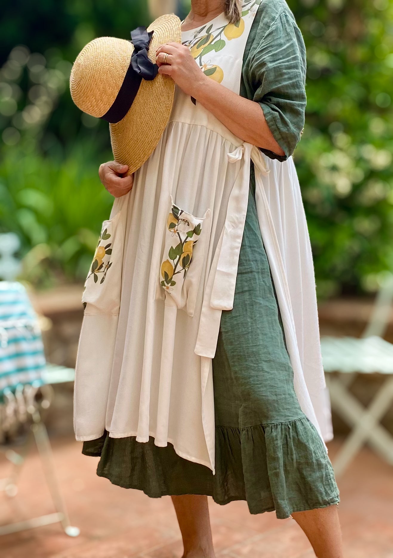 Lemon Tree - abito grembiule, corto, bianco - OUTGOING