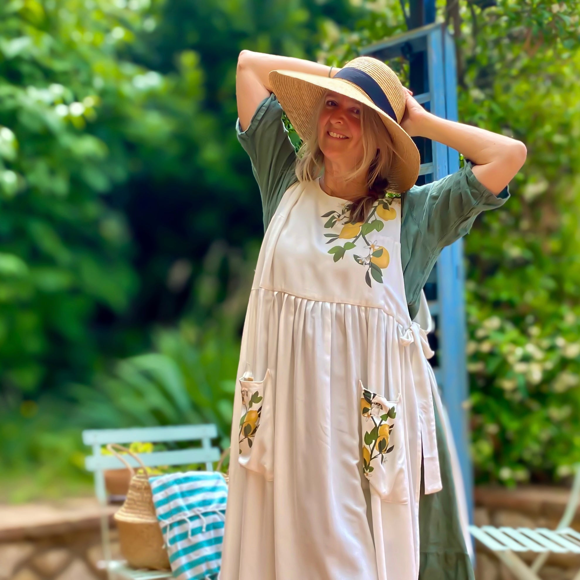 Lemon Tree - abito grembiule, lungo, bianco - OUTGOING