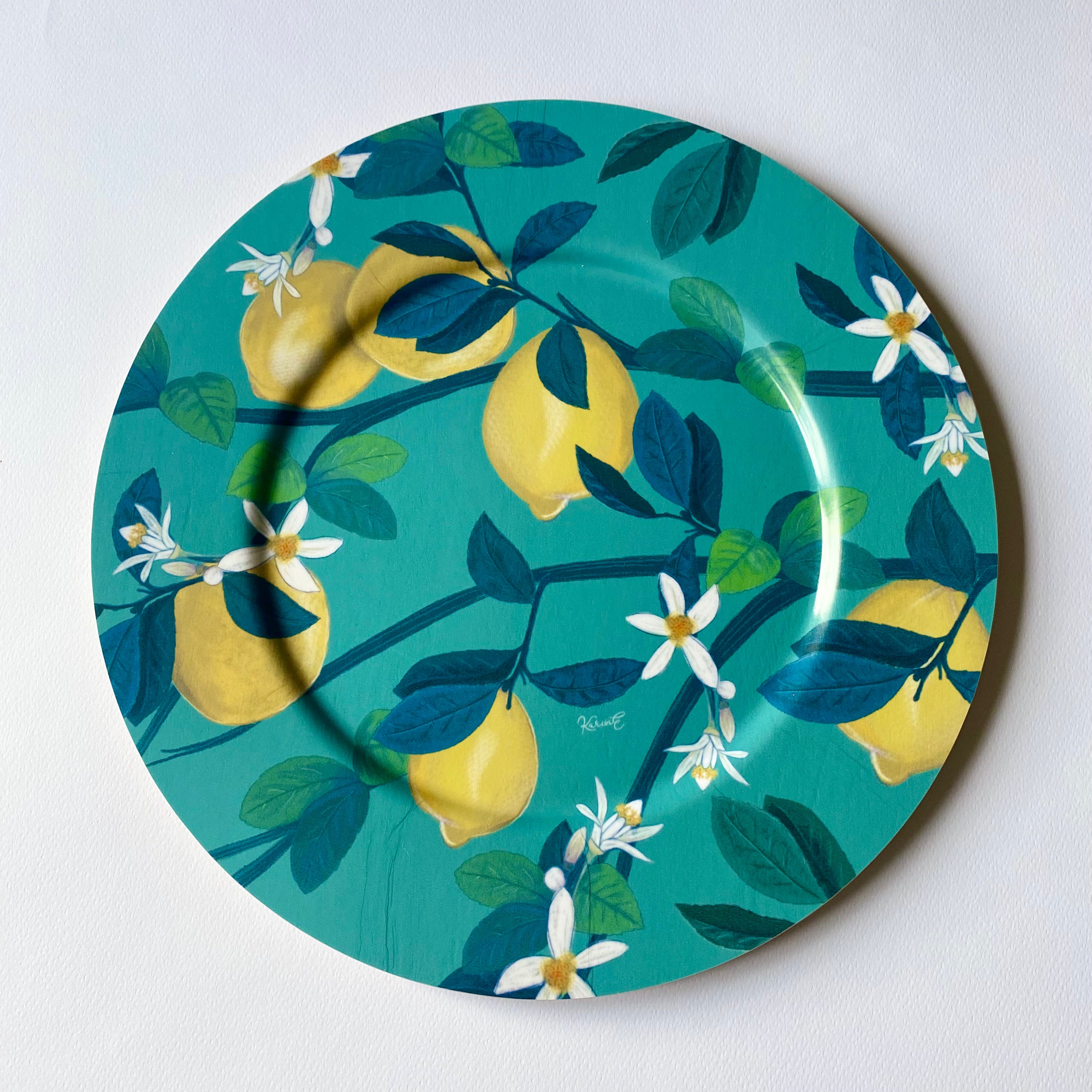 Giardini Naxos - sottopiatto/piatto da portata, limoni, verde acqua, 31 cm diametro