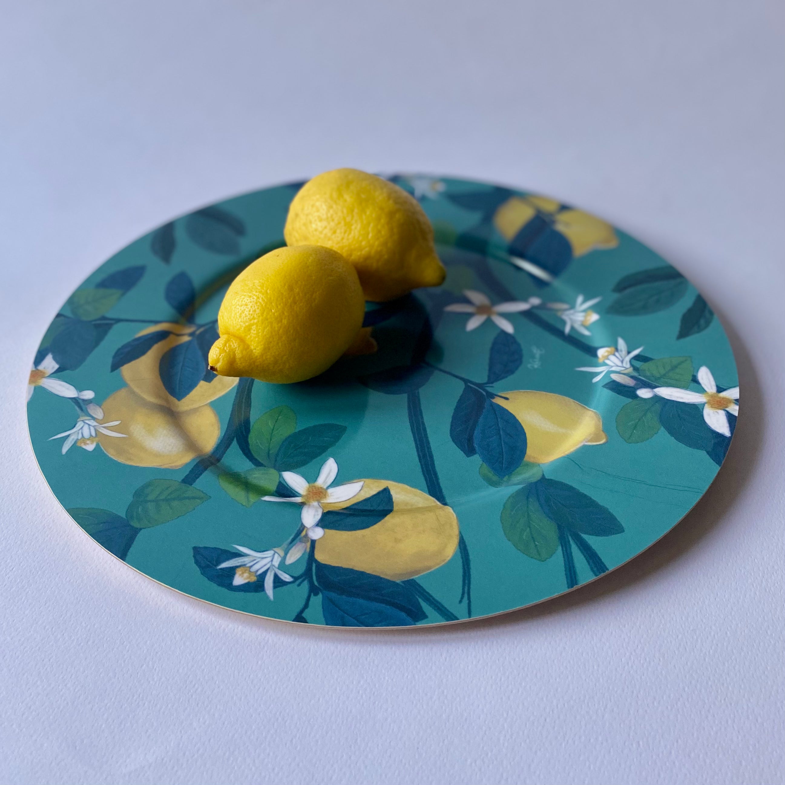 Giardini Naxos - sottopiatto/piatto da portata, limoni, verde acqua, 31 cm diametro