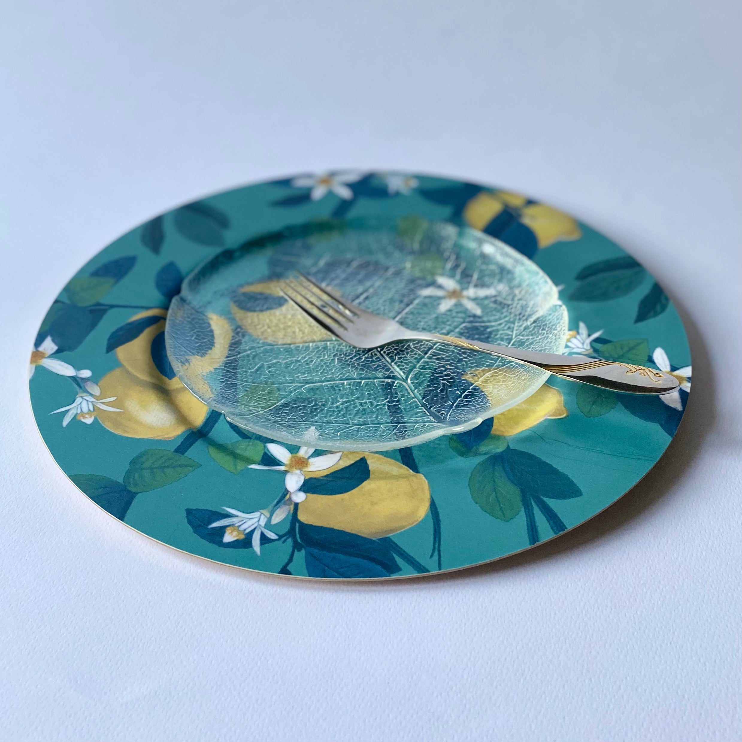 Giardini Naxos - sottopiatto/piatto da portata, limoni, verde acqua, 31 cm diametro