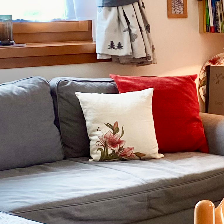 Amaryllis flower - fodera cuscino, 100% canapa, 40x40 cm - Limited edition