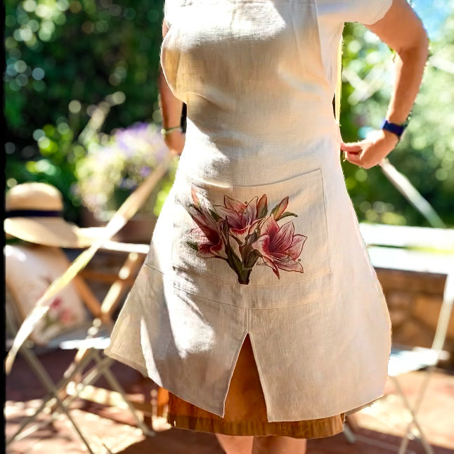 Amaryllis flower - grembiule da cucina, 100% canapa - Limited Edition