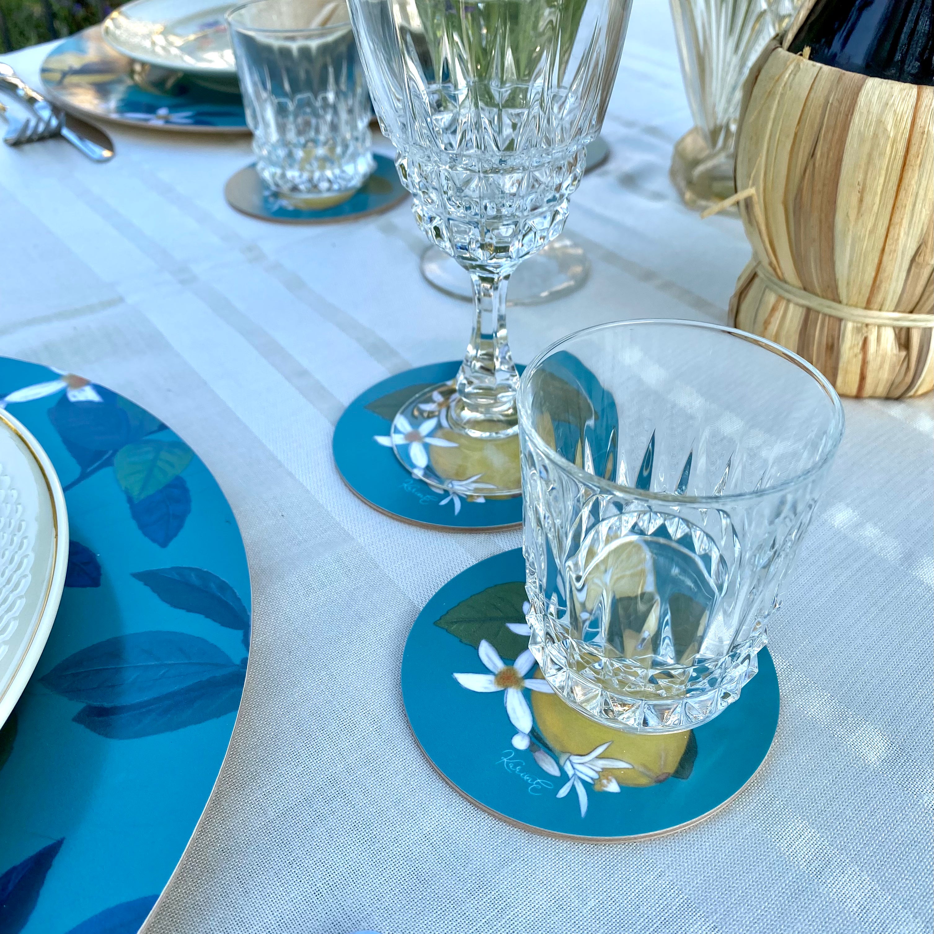 Isola Bella - sottobicchieri, limoni, verde acqua, 6 pz