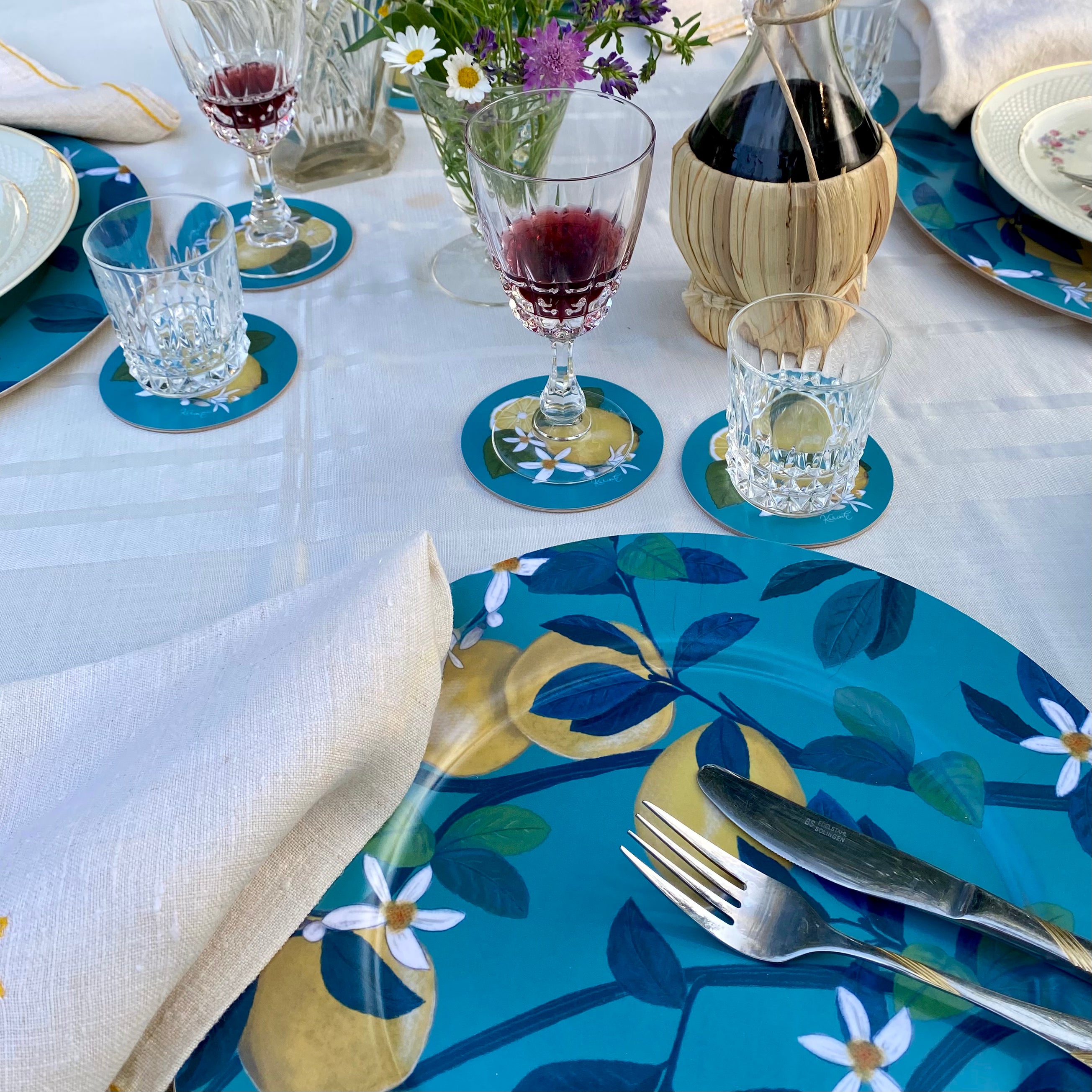 Giardini Naxos - sottopiatto, limoni, verde acqua, confezione da 6