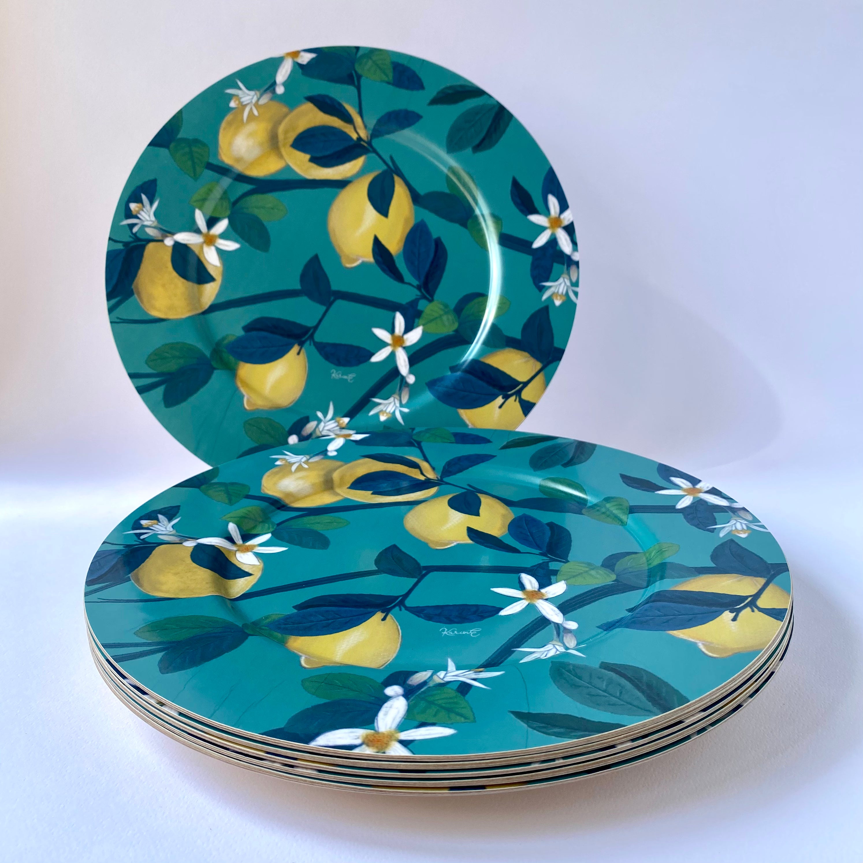 Giardini Naxos - sottopiatto, limoni, verde acqua, confezione da 6