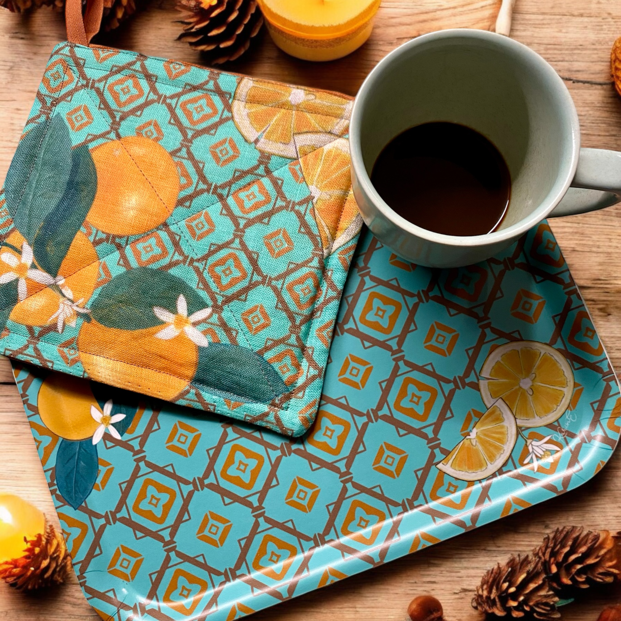 Mix&Match - vassoio da caffè, 27x20 cm, agrumi, turchese, NOVITÀ