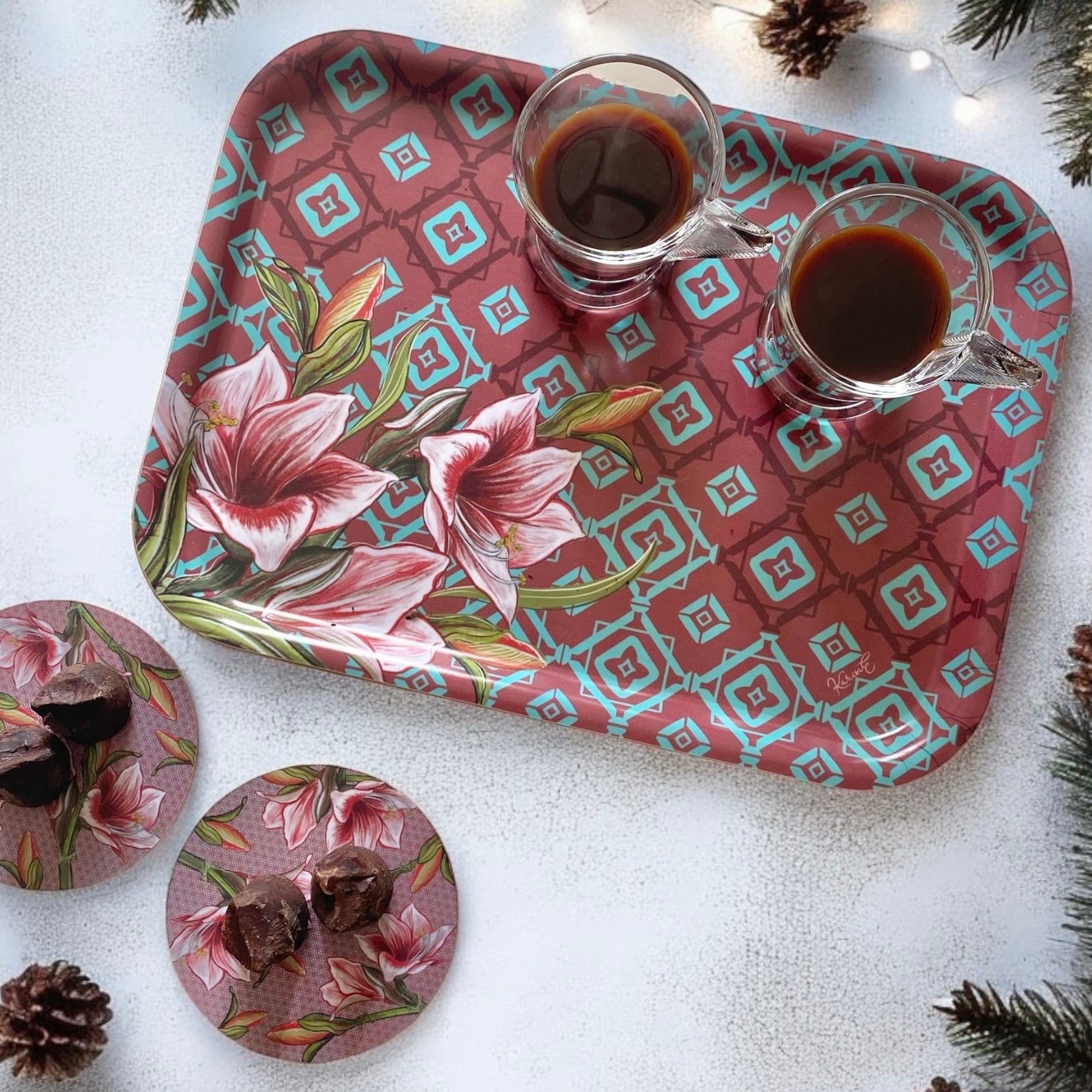 Mix&Match - vassoio da caffè, 27x20cm, Amaryllis, rosso, NOVITÀ