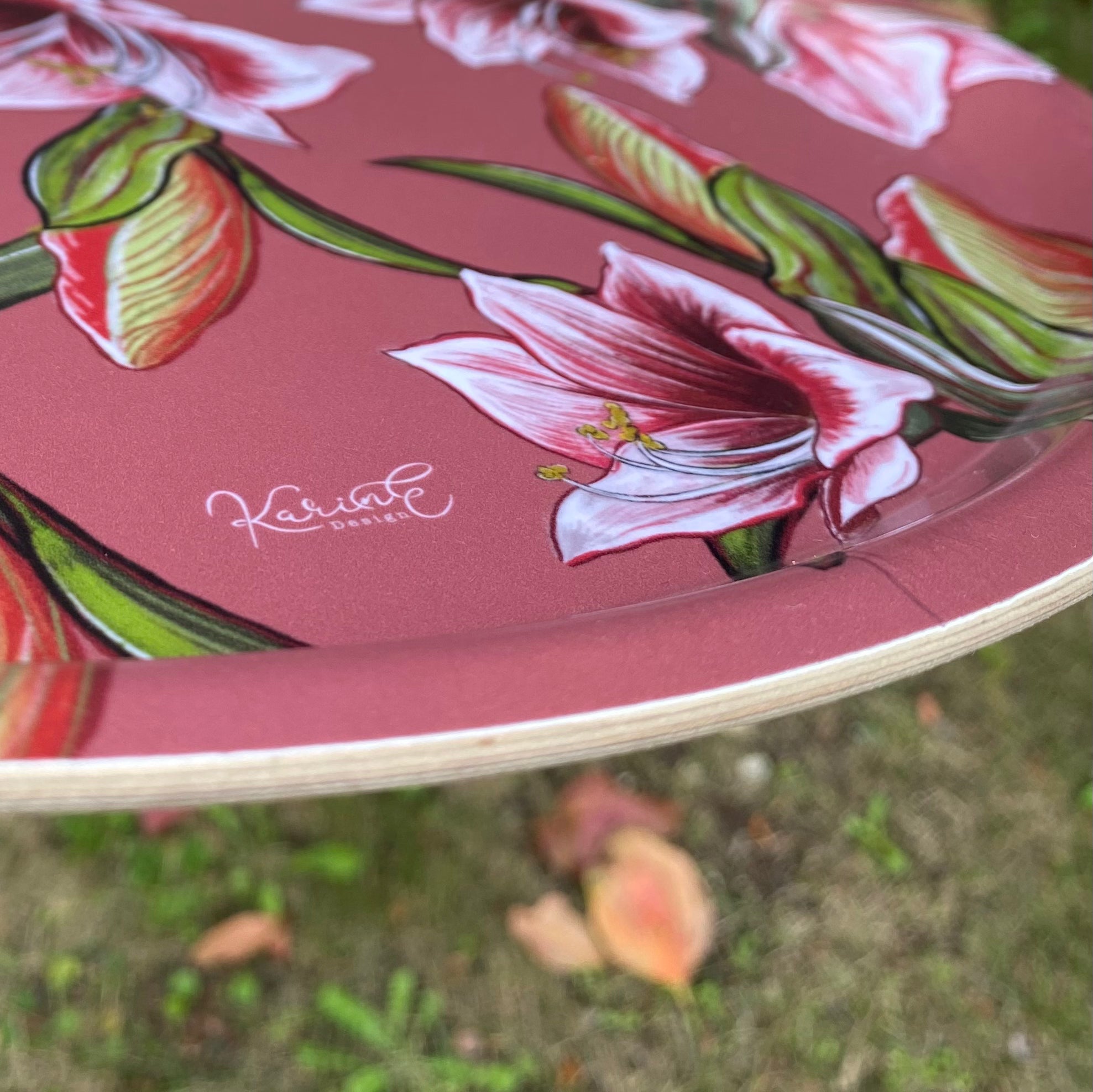 Amaryllis - vassoio rotondo, pattern fiorito, rosa antico, 38 cm diametro