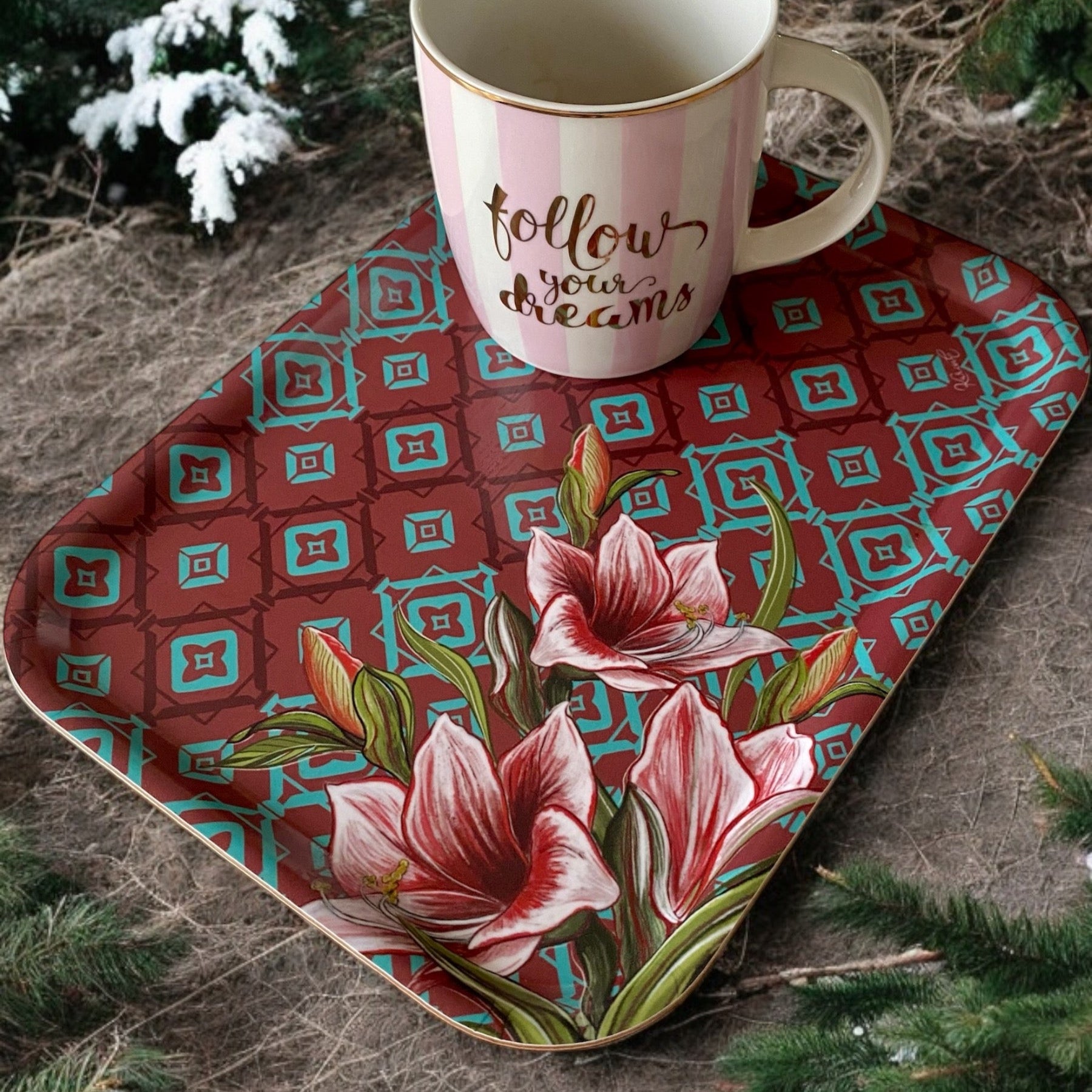 Mix&Match - vassoio da caffè, 27x20cm, Amaryllis, rosso, NOVITÀ