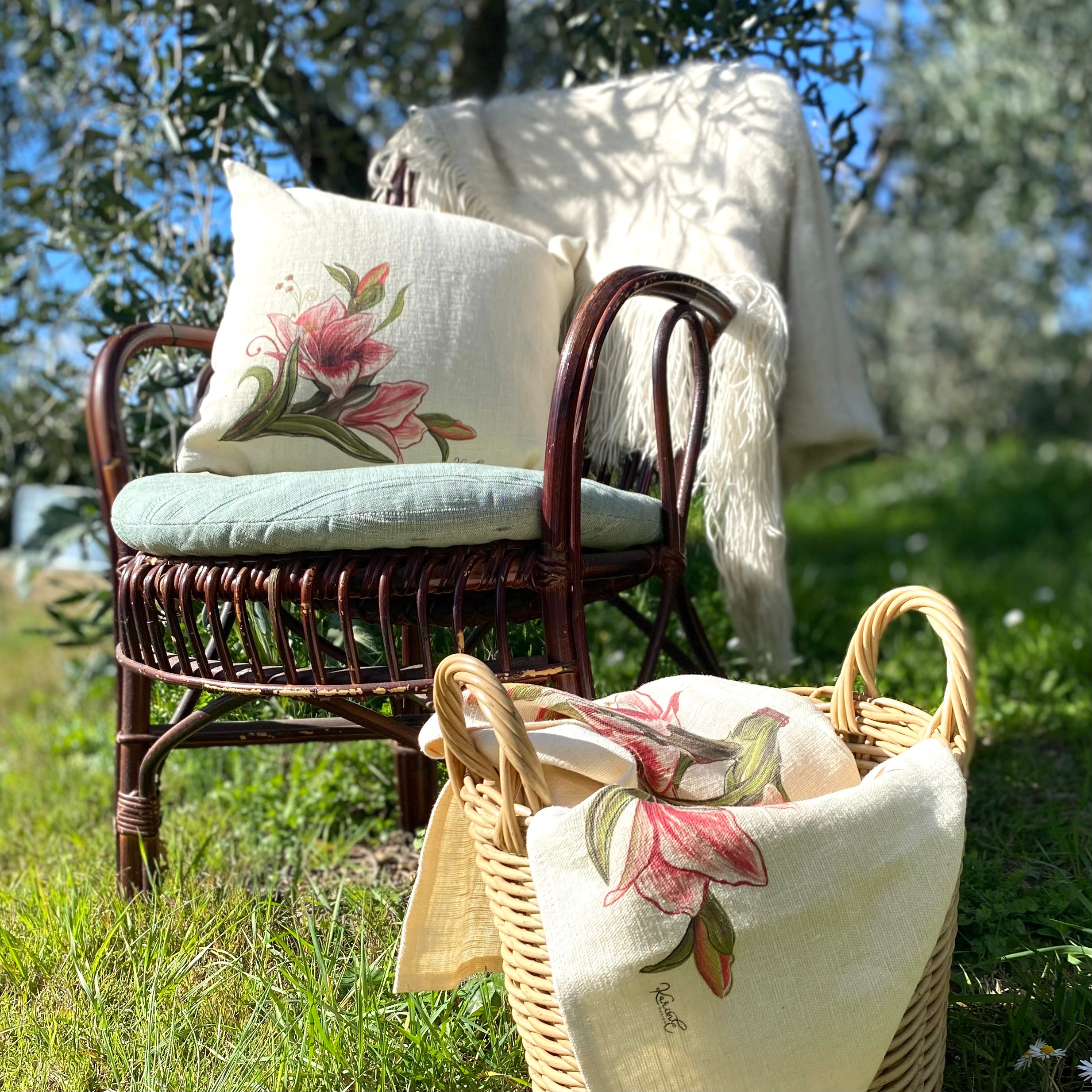 Amaryllis flower - fodera cuscino, 100% canapa, 40x40 cm - Limited edition