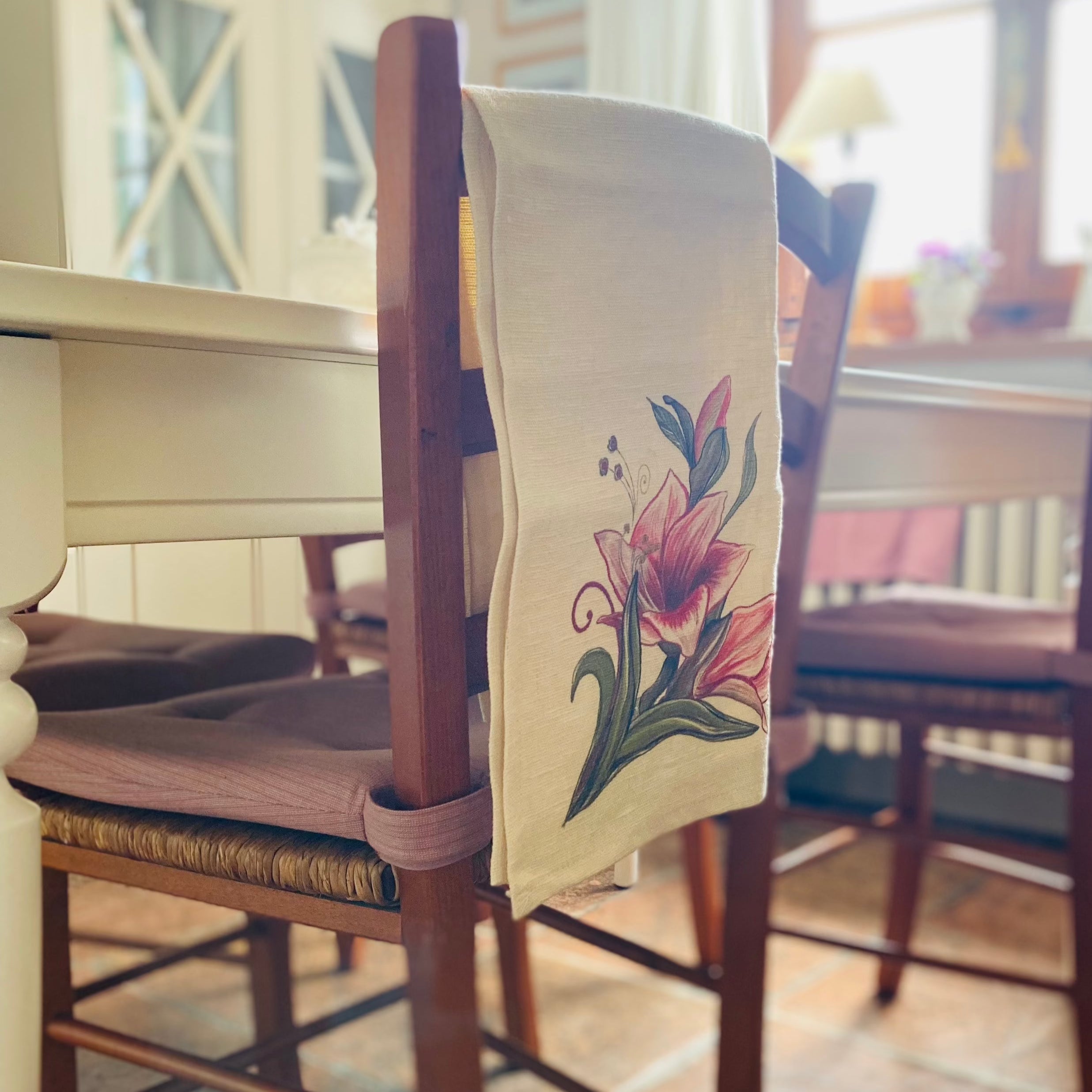 Amaryllis flower - asciughino da cucina, 100% canapa, 65x45 cm - Limited edition