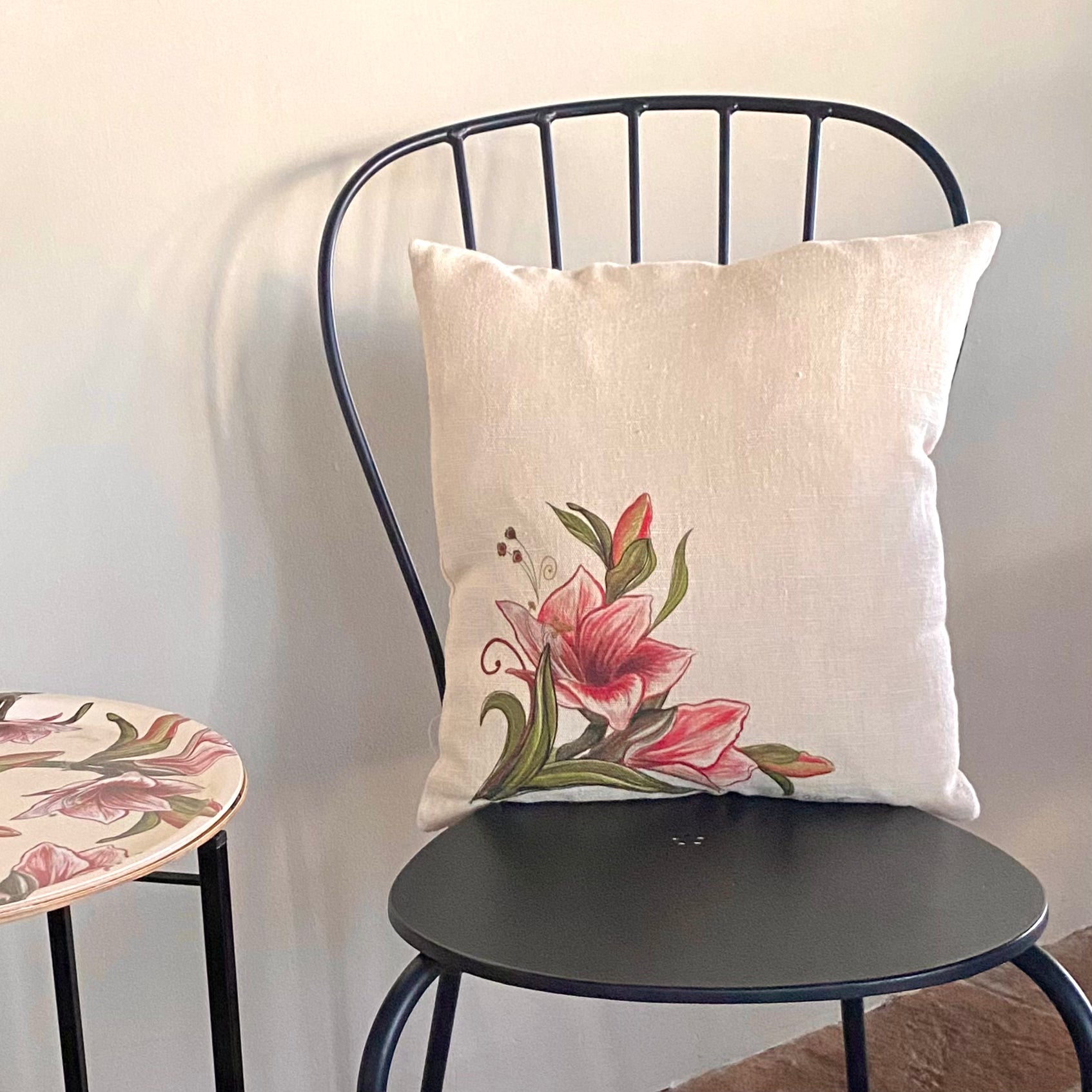 Amaryllis flower - fodera cuscino, 100% canapa, 40x40 cm - Limited edition