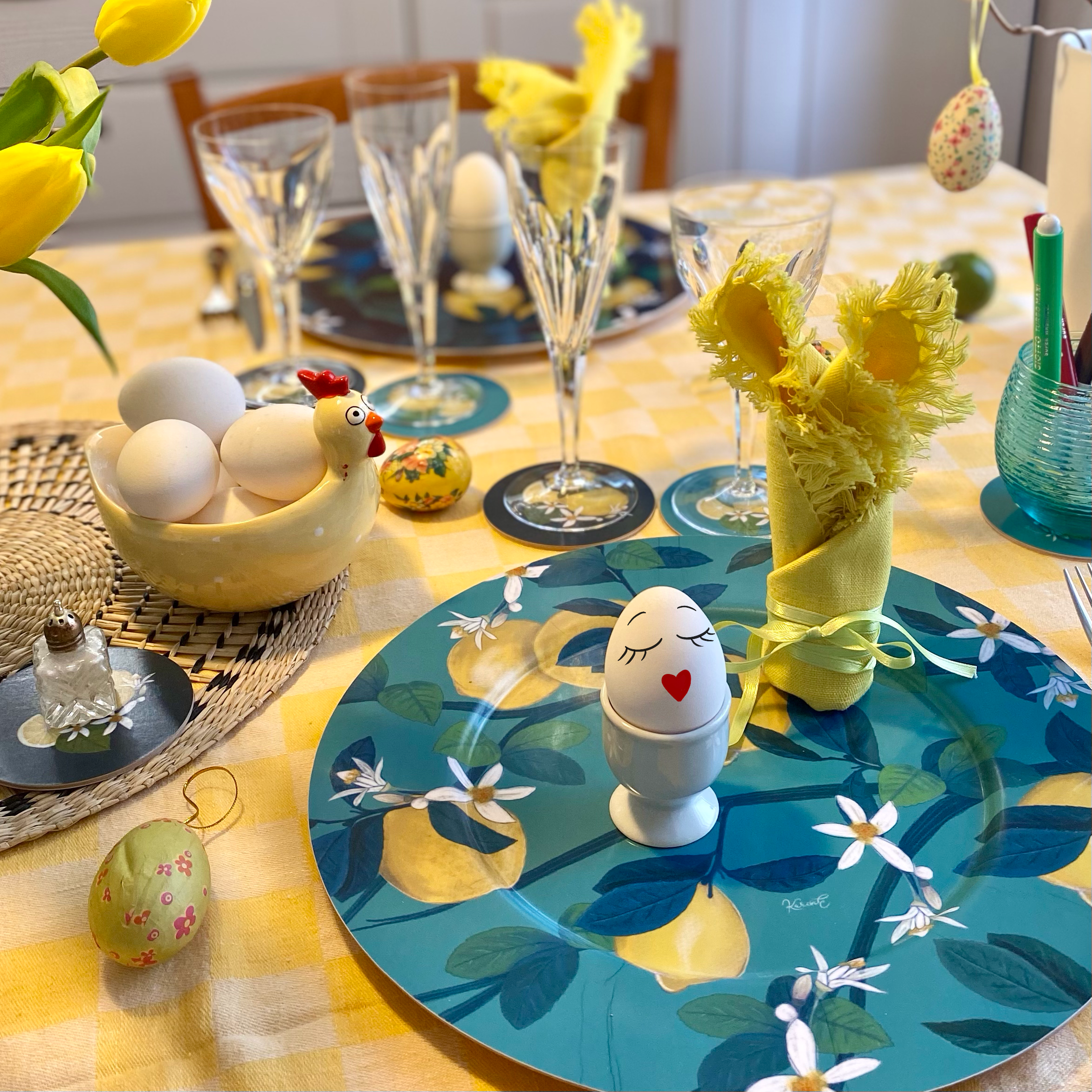 Giardini Naxos - piatto/sottopiatto, limoni, verde acqua, confezione da 4