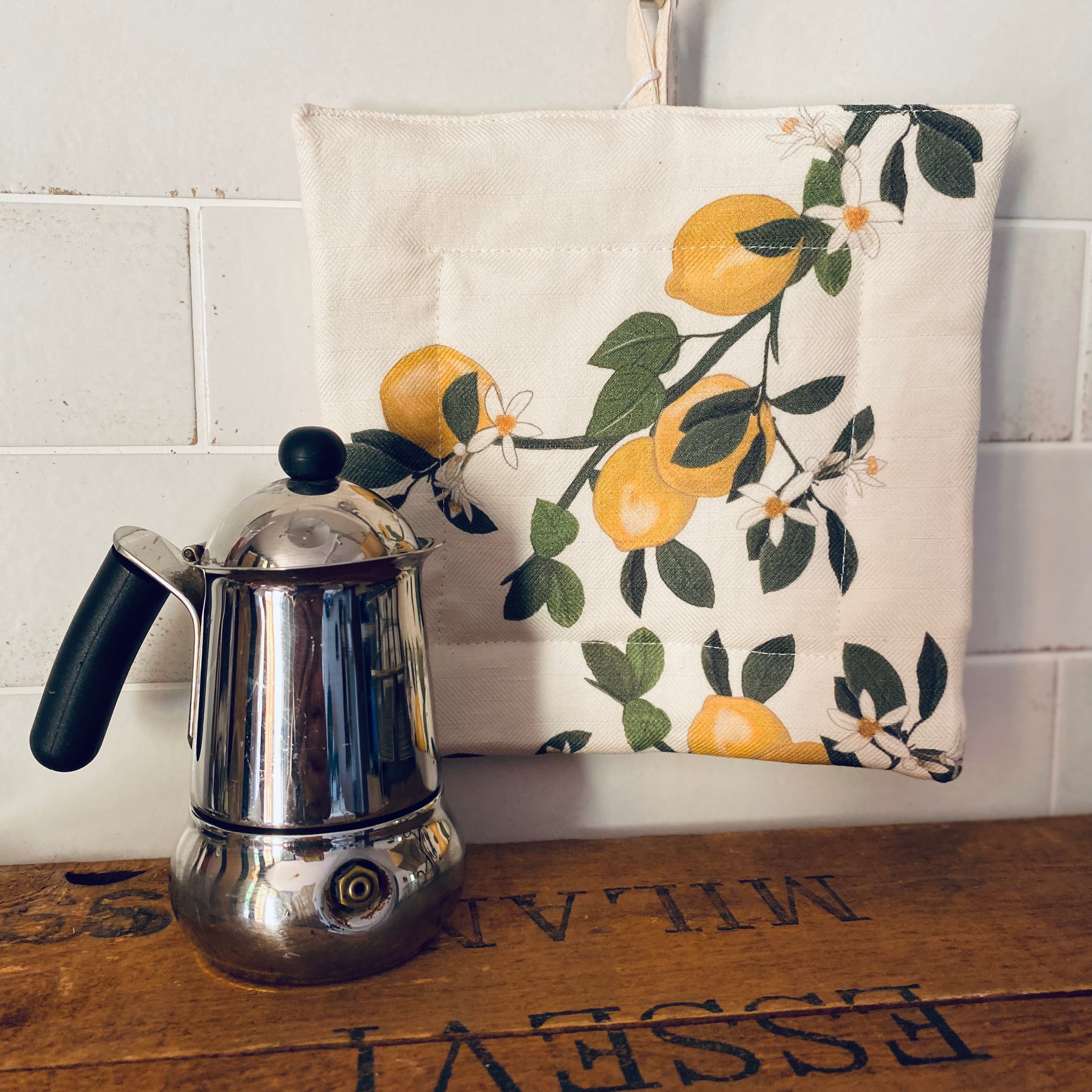 Lemon Tree - presina, 100% cotone, limoni, 19x19 cm - OUTGOING