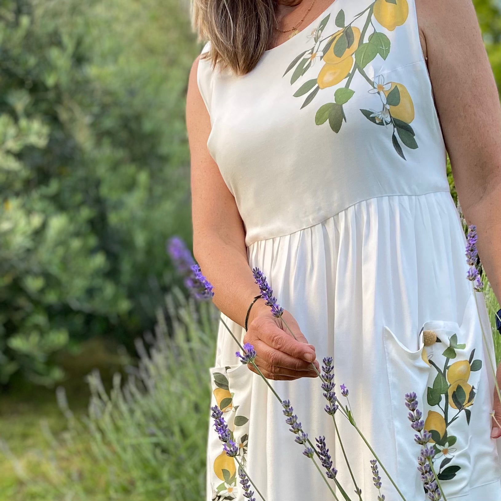 Lemon Tree - abito grembiule, lungo, bianco - OUTGOING