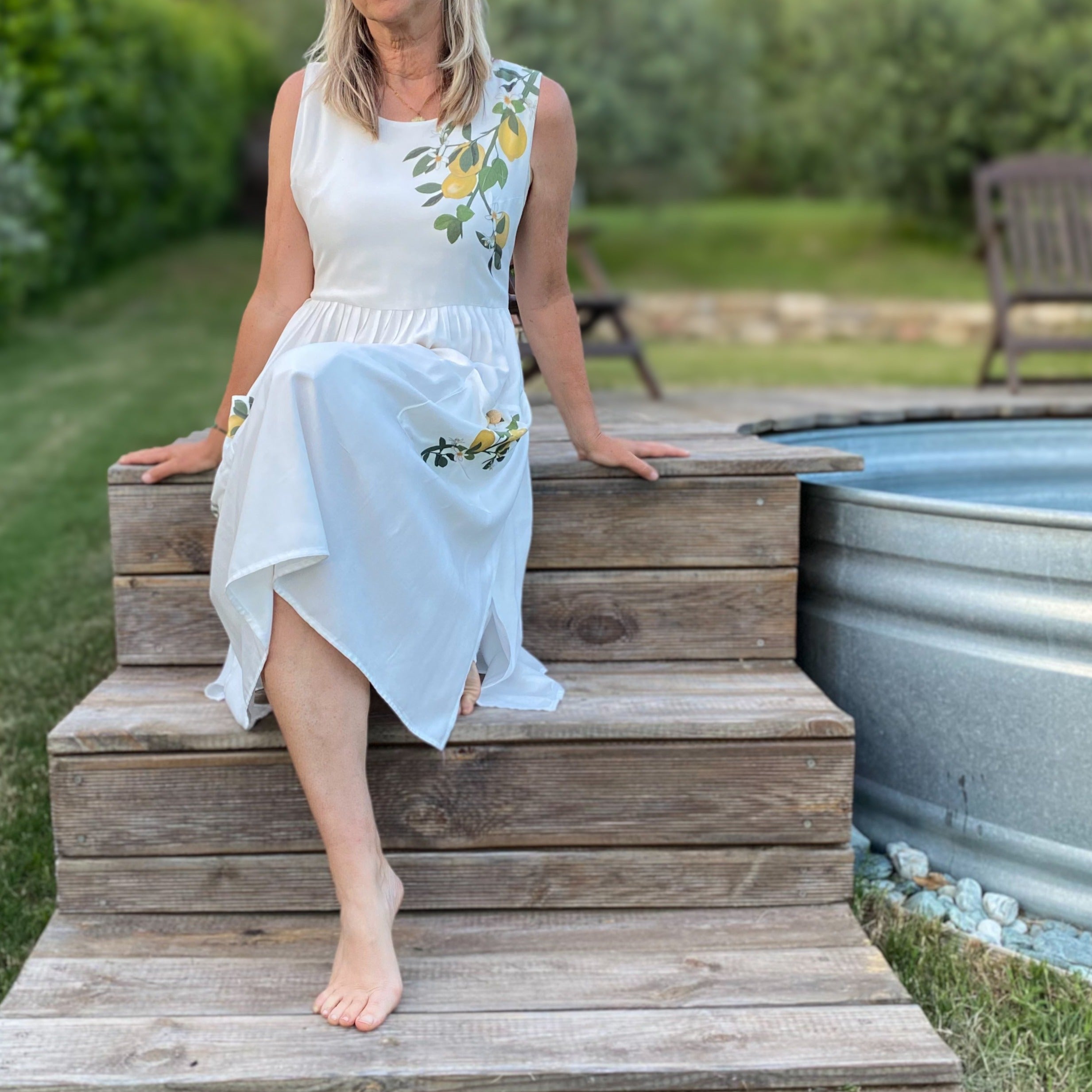 Lemon Tree - abito grembiule, corto, bianco - OUTGOING