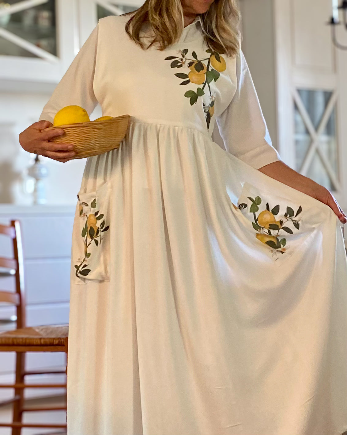 Lemon Tree - abito grembiule, lungo, bianco - OUTGOING