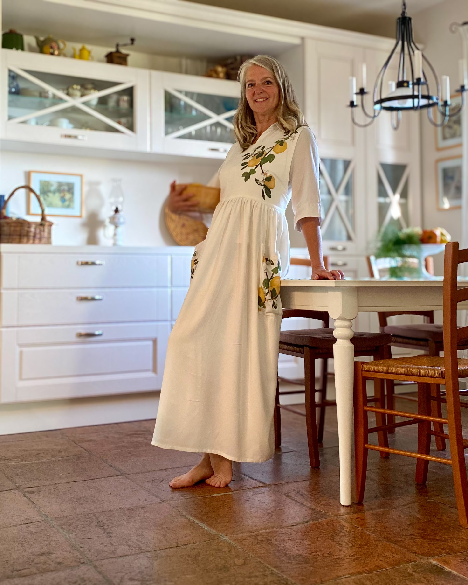 Lemon Tree - abito grembiule, lungo, bianco - OUTGOING