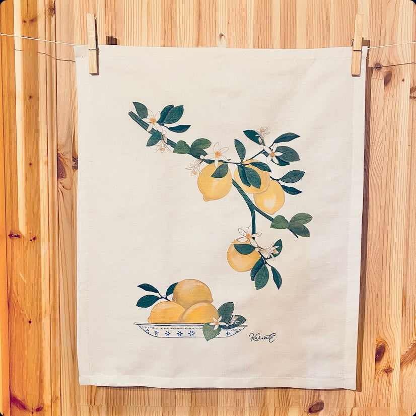 Lemon Tree - asciughino da cucina, 100% cotone organico, limoni, 55x45 cm - OUTGOING