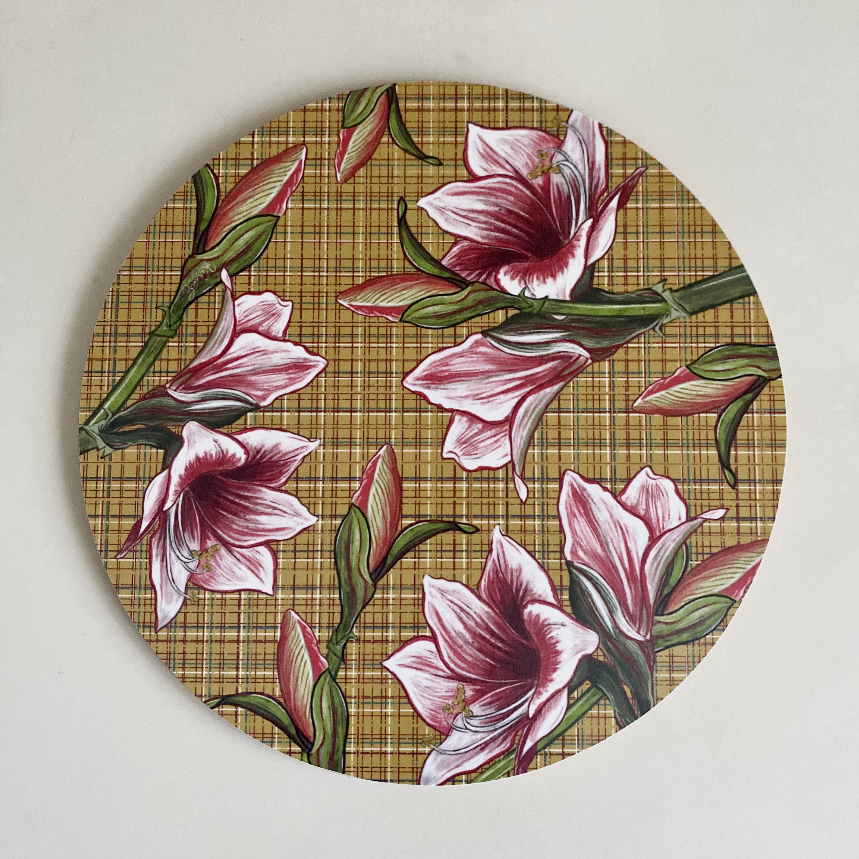 Amaryllis - trivet/mat, mustard yellow, 21 cm diameter