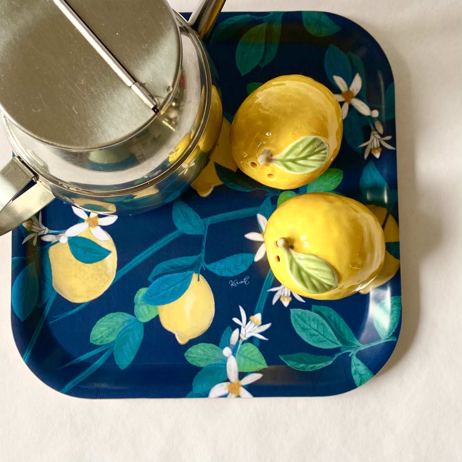 Giardini Naxos - square tray, navy blue and lemons, 20x20 cm - NEW