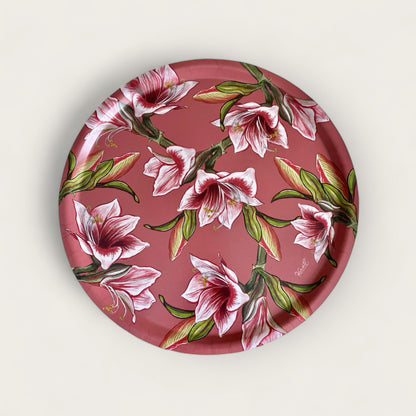 Amaryllis - round tray, antique pink, 38 cm diameter