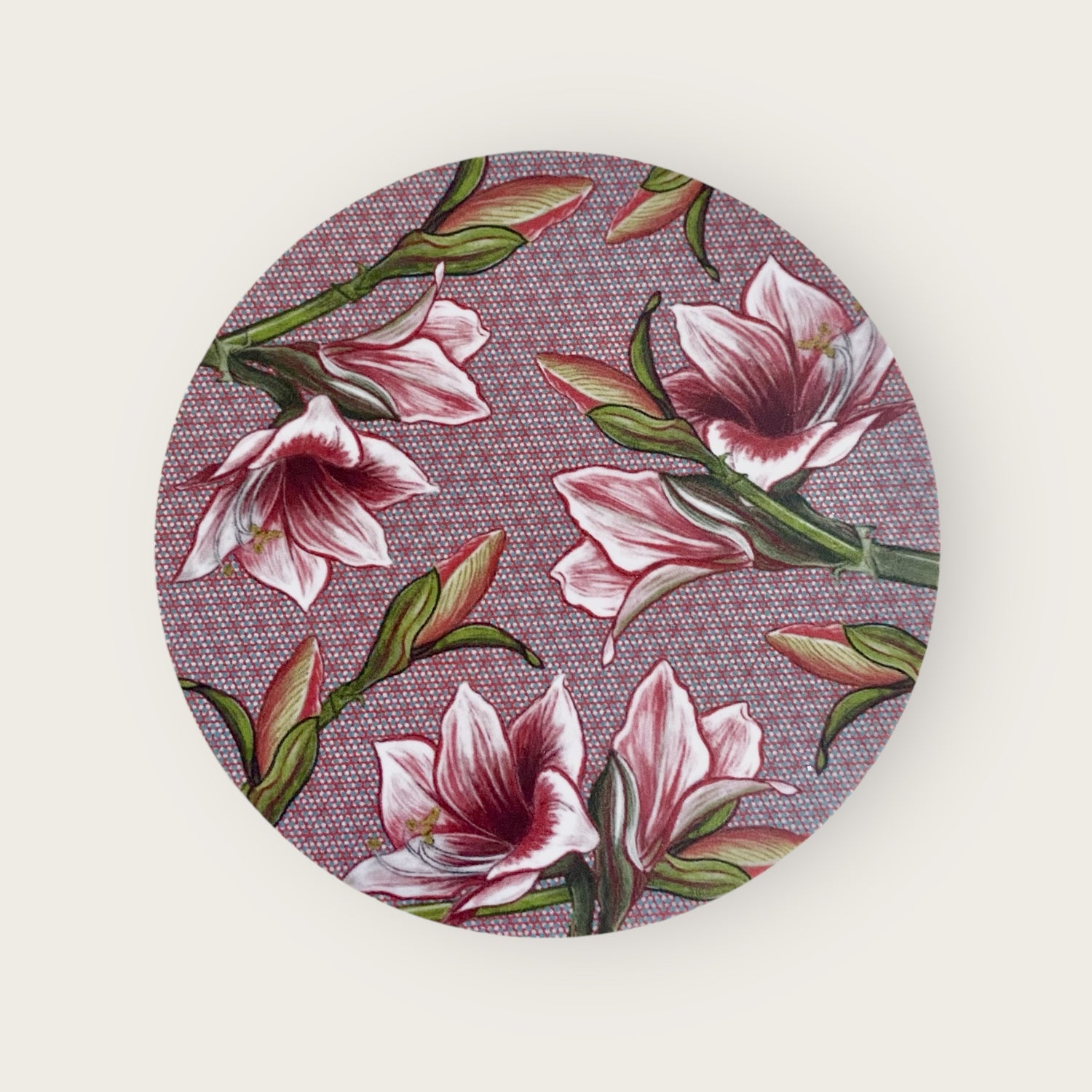 Amaryllis - set di sottobicchieri, pattern fiorito, rosa antico, 9 cm diametro